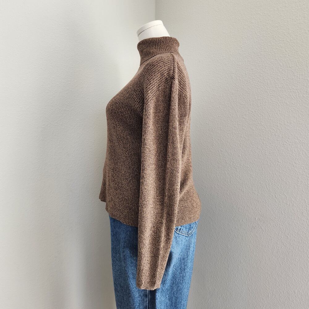 Vintage Liz Claiborne Brown Knit Long Sleeve Turtle Neck Shirt L - Picture 5 of 10